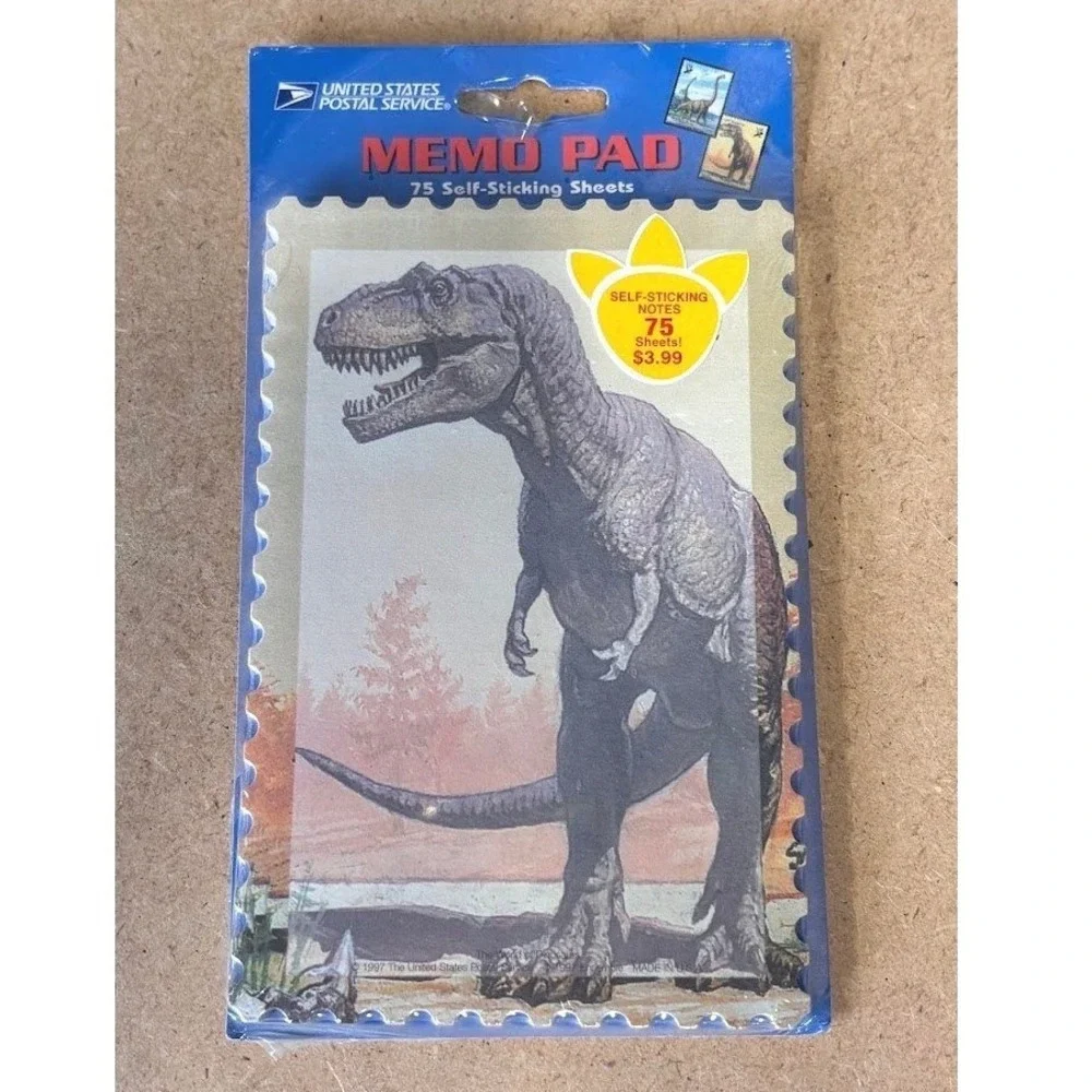 Vintage 1997 USPS World of Dinosaurs T-Rex Memo Pad 75 Sheets‎ Hallmark New